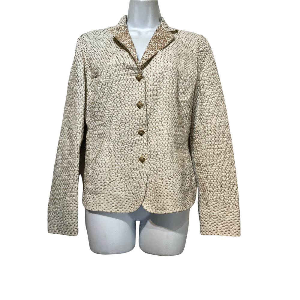 elie tahari beige Woven stitched reversible blazer Women’s Size M
